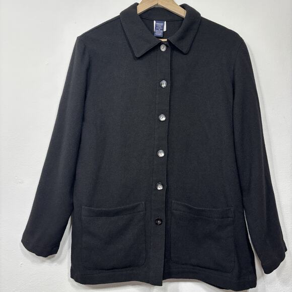 Lands End Wool Blend Cardigan Jacket Sz 10 Cottage Granny Lagenlook Minimalist - Picture 1 of 9